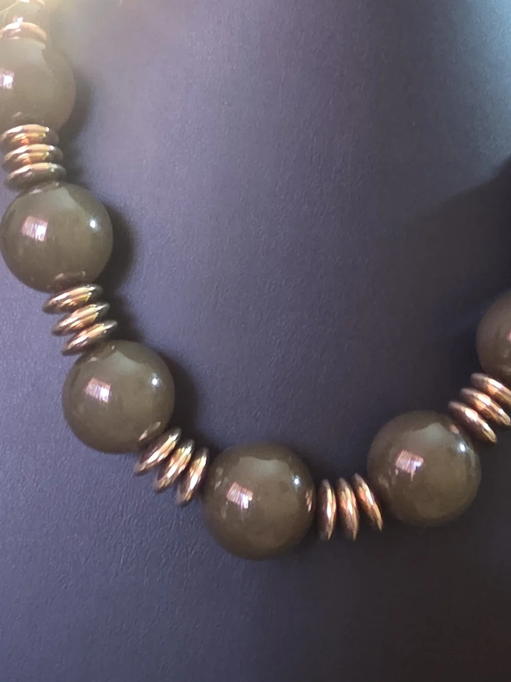 paparazzi Olive Green Bead Necklace with Gold Discs